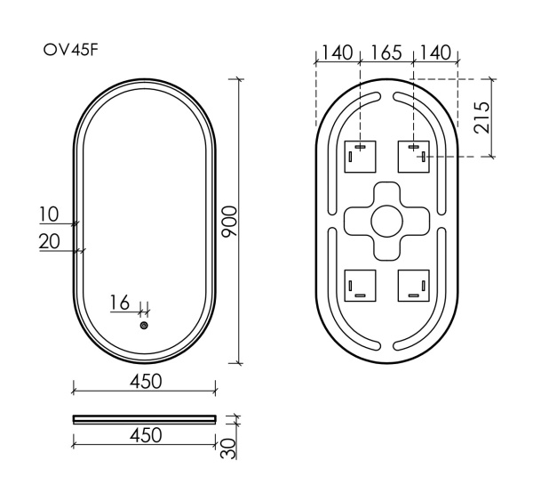 Зеркало с подсветкой Sancos Oval OV45F 45x90 фото