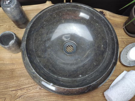 Раковина из мрамора Indo Donut Black Small DM-00182 фото