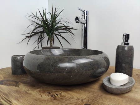 Раковина из мрамора Indo Donut Black Small DM-00185 фото
