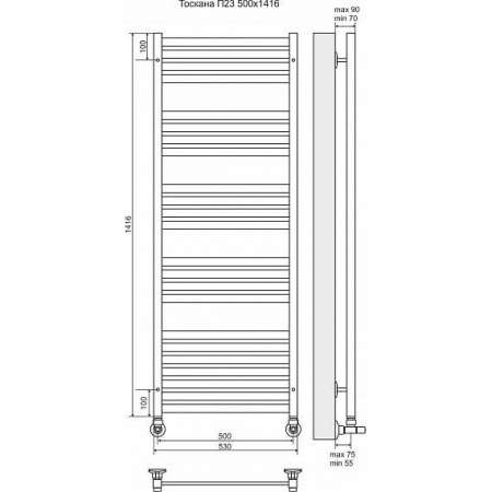 Водяной полотенцесушитель Terminus Тоскана П23 4620768886249 500х1416 фото
