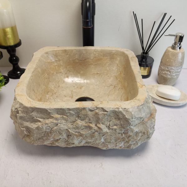 Накладная раковина из мрамора Erozy Cream EM-00643 (36*35*15см) фото