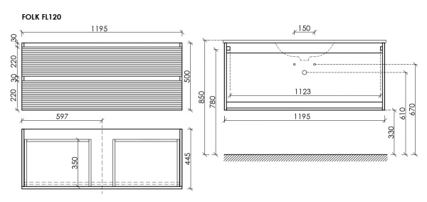 Тумба под раковину Sancos Folk FL120GS Grey soft фото