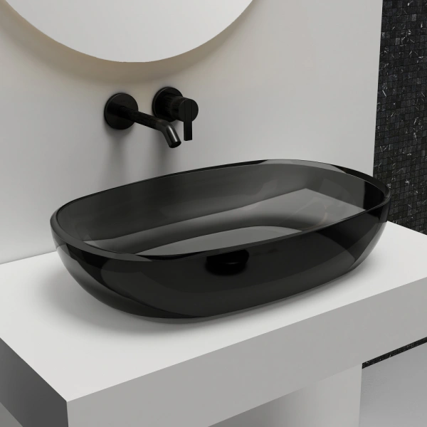 Накладная раковина Abber Kristall AT2805Onyx 60x40 черная фото