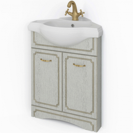 Тумба под раковину угловая Kaksa Патина 004500 бежевый с золотом фото