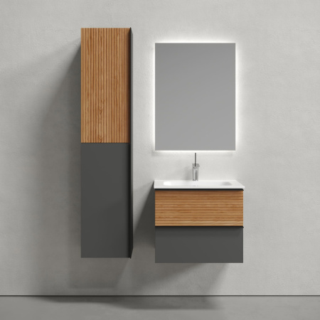 Шкаф-пенал Sancos Delta PDL35GR дуб красный/графит фото