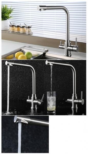 Смеситель для кухни с подключением к фильтру BelBagno BB-LAM15-IN сатин фото