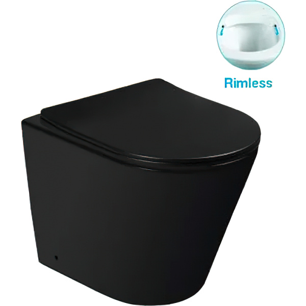 Комплект унитаза SantiLine SL-5020MB со смывным бачком SL-05 с черной матовой клавишей смыва фото