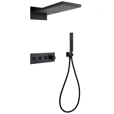 Душевая система скрытого монтажа с термостатом Abber Rund AF8752B черная матовая фото