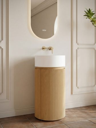 Тумба с раковиной AltroBagno Чиа (Chia) 450 ALTROBAGNOChia450NaturalOak/MatteWhite фото