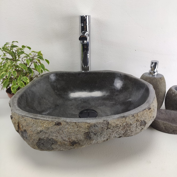 Накладная раковина из речного камня RS0951 (45*39*16) фото