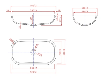 Встраиваемая раковина Montebianco Loreto Sesto 57x31 фото