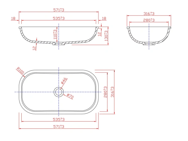 Встраиваемая раковина Montebianco Loreto Sesto 57x31 фото