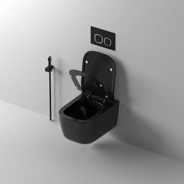Унитаз подвесной безободковый Cerutti SPA Mimi Aria CT8920 с сиденьем, черный матовый фото