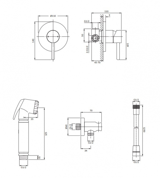 Гигиенический душ со смесителем Omnires Y SYSYBI1CR фото
