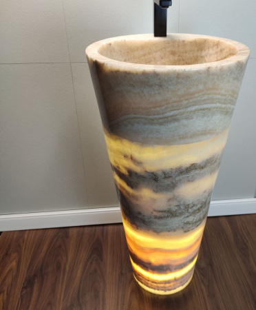 Раковина напольная из оникса Yellow ON-01346 (45*45*90) фото