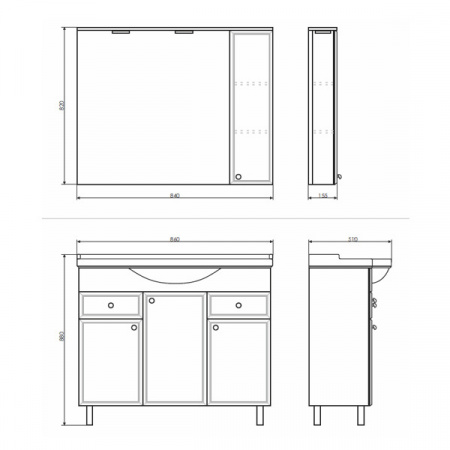 Зеркало-шкаф Comforty Сочи-85 белый глянец фото