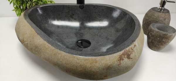 Накладная раковина из речного камня RS0871 (57*42*15) фото