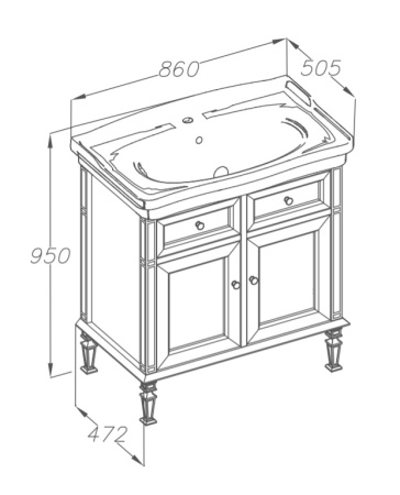Тумба под раковину Opadiris Кантара 85 00-00004012 белая фото