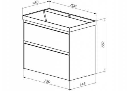 Тумба с раковиной Aquanet Гласс 80 00242524 фото