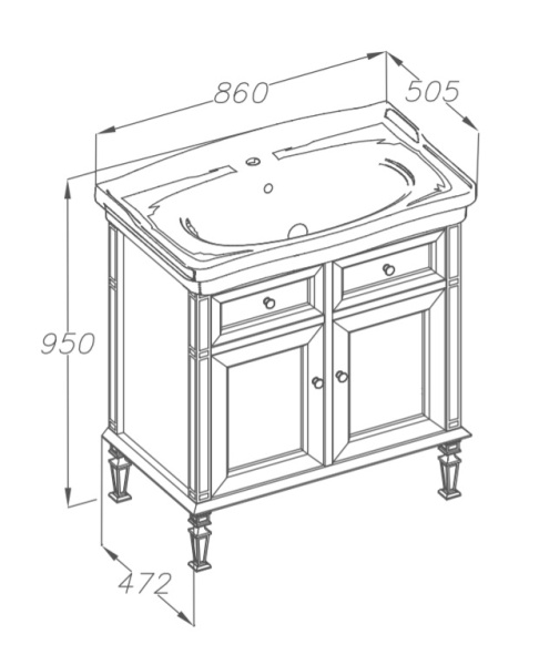 Тумба под раковину Opadiris Кантара 85 00-00004012 белая фото