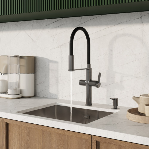 Смеситель для кухни под фильтр Iddis Ikon IKNGMFFi05 графит фото