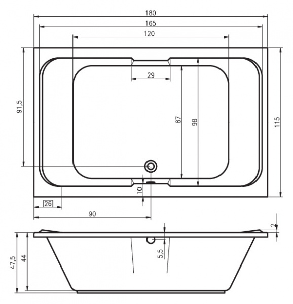 Акриловая ванна Riho Sobek BB2800500000000 180х115 фото