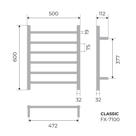 Полотенцесушитель электрический Fixsen CLASSIC FX-7100 хром фото