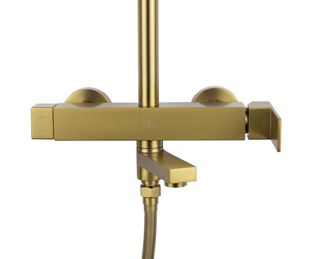 Душевая система Kaiser Cube 01582-3 шлифованное золото фото