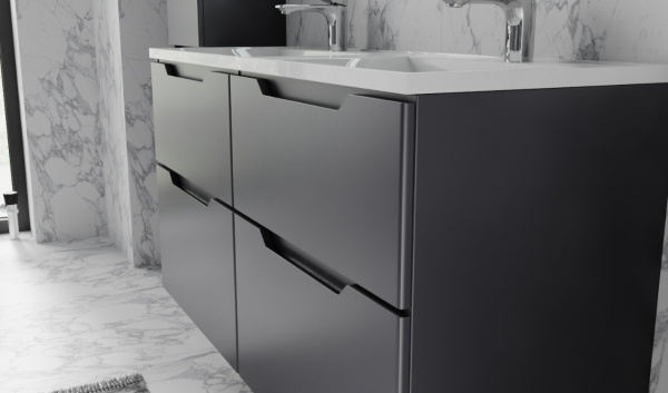 Тумба с двойной раковиной Raval Wector 120 Wct.01.120/P/A/MD антрацит фото