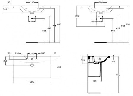 Раковина-столешница Ideal Standard Connect E812901 60 см фото