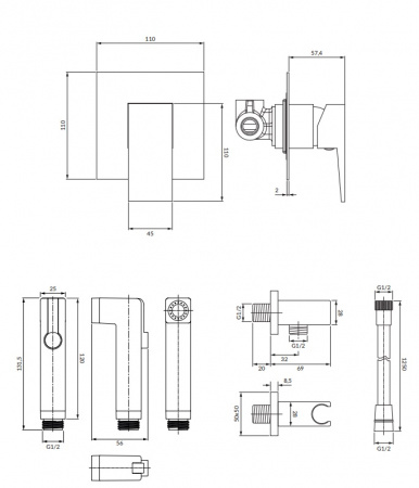 Гигиенический душ со смесителем Omnires Fresh SYSFRBI1CR фото