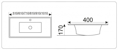 Раковина CeramaLux N YJ-803-100 101х40 фото