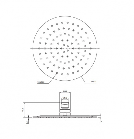 Верхний тропический душ Omnires Ultra SlimLine WGU120CR хром фото