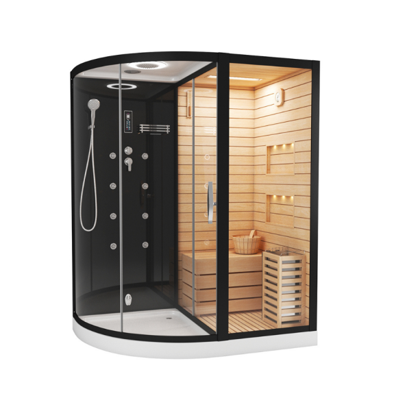 Душевая кабина с сауной Cerutti SPA Lugano Nero R Black CT8344 180x110 фото