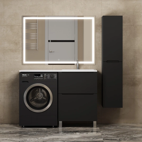 Тумба под стиральную машину Uperwood Tanos 120 TTanosVMF60B2 черная матовая фото