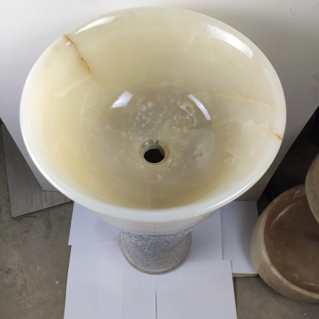 Раковина напольная из оникса Pedestal Cream/Yellow ON-0404 фото