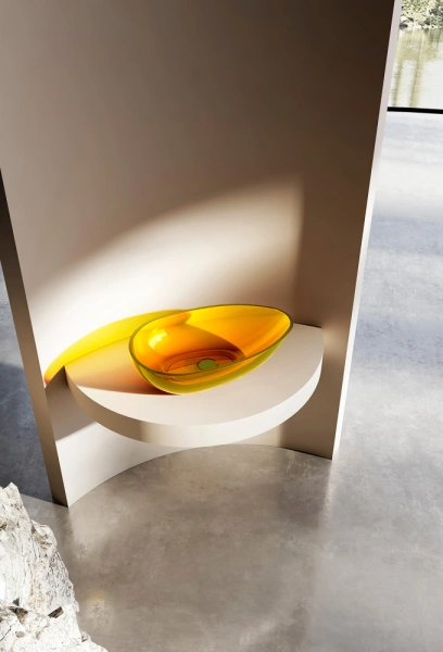 Накладная раковина Abber Kristall AT2811Amber 60x36 желтая фото