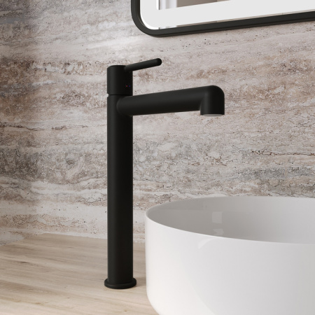 Высокий смеситель для раковины Iddis Aiger AIGBL01i01 черный матовый фото