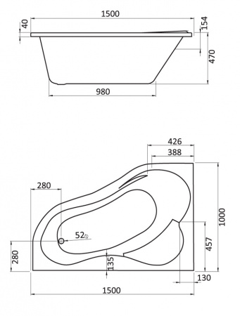 Акриловая ванна Santek Ибица 1.WH112034 150х100 L фото