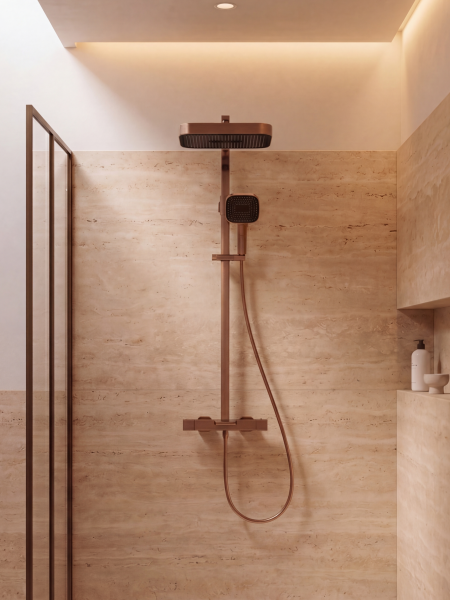 Душевая система с термостатом AltroBagno Эгоиста (Egoista) ALTROBAGNOEgoista030440BC матовая медь фото