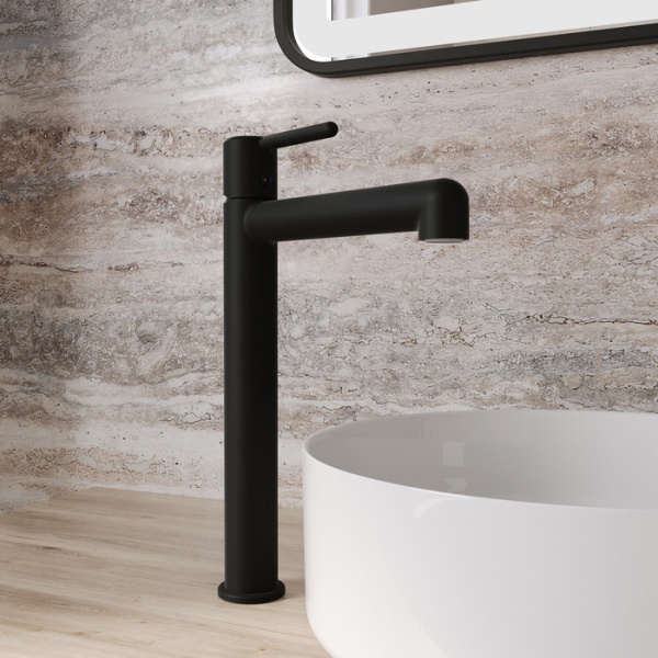 Высокий смеситель для раковины Iddis Aiger AIGBL01i01 черный матовый фото