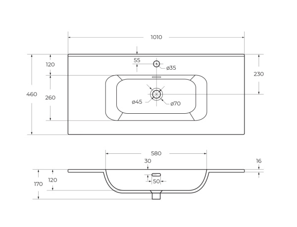 Раковина Cezares CZR-8095-100 100 см фото