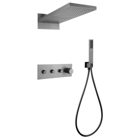 Душевая система скрытого монтажа с термостатом Abber Rund AF8752NG никель фото