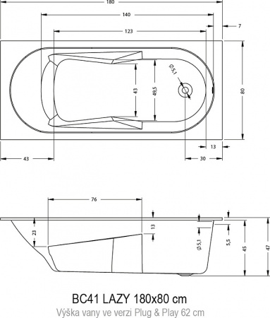 Акриловая ванна Riho Lazy BC4100500000000 180x80 фото