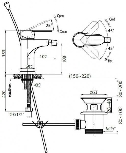 Смеситель для биде Cezares Laconico LACONICO-BS-01 фото