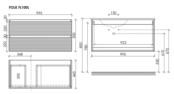 Тумба под раковину Sancos Folk FL100LW белая, левая фото