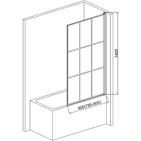 Шторка на ванну стеклянная AQUAme 80 AQM2858-R черная фото