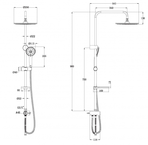 Душевая стойка без смесителя Lemark LM8809C фото