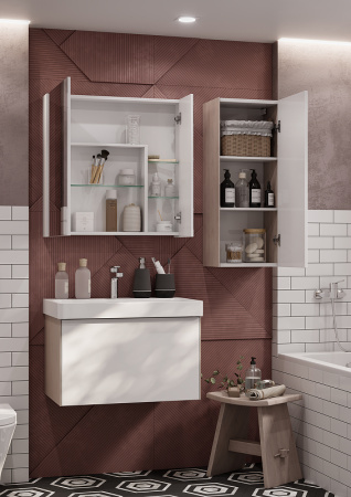 Тумба с раковиной Акватон Асти 70 1A263001AXD70 белый глянцевый / ясень шимо фото