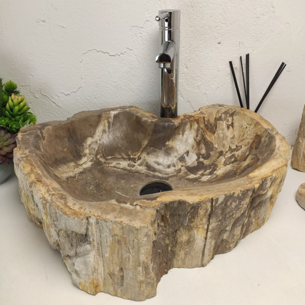 Накладная раковина из окаменелого дерева Fossil Basin OD-01369 (55*44*15) фото